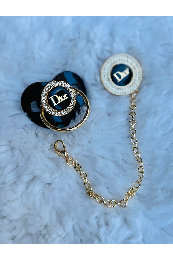 Ad Ta Bebe-Dior Pacifier & Pacifier Chain Set 1
