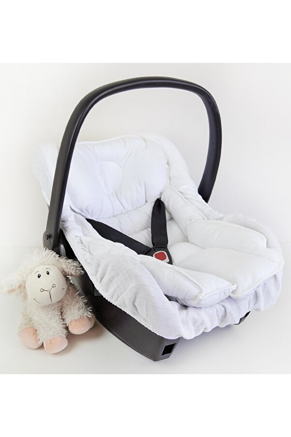 Babynest Puset Minderi Ve Puset Çarşafı %100 Pamuk Beyaz Müslin