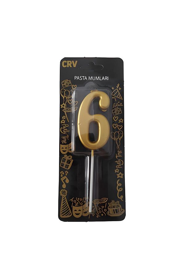 Mini Parti-Mini Party Store 7 Cm Large Number Candle Gold 6 1