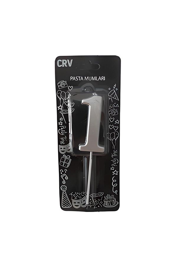 Mini Parti-Mini Party Store 7 cm Large Number Candle Silver 1 1