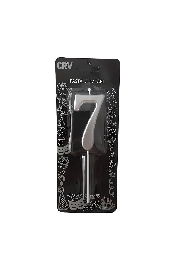 Mini Parti-Mini Party Store 7 Cm Large Number Candle Silver 7 1
