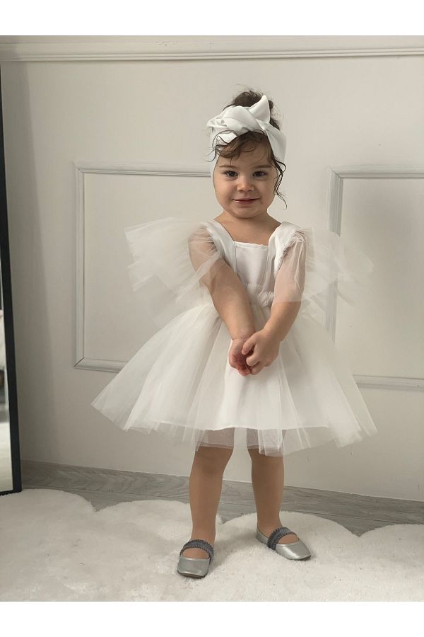 ÇOCUK BUTİĞİM-White Butterfly Tutu Dress 1