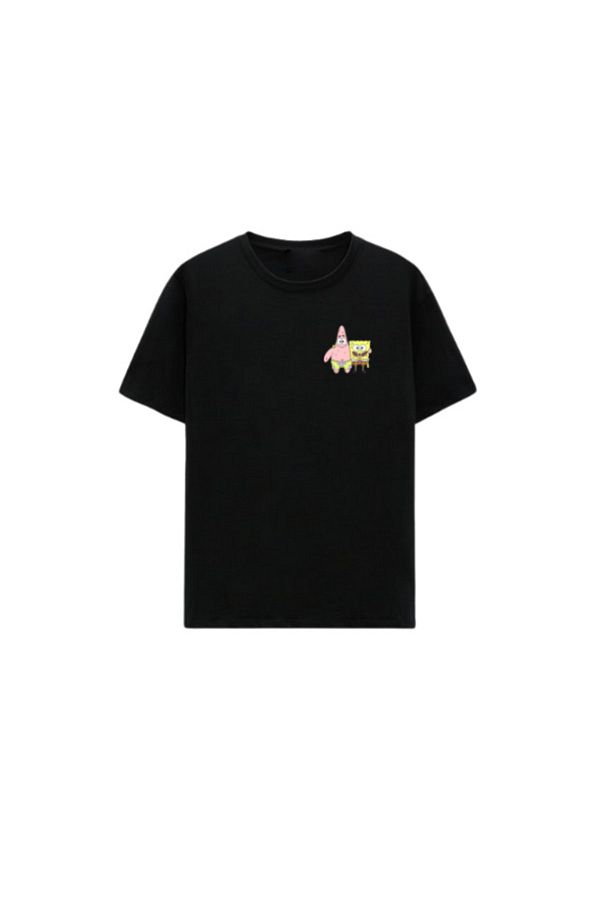 C&C OKULCUNUZ-Spongebob Spongebob Negru Alb Tricou cu design supradimensionat 1