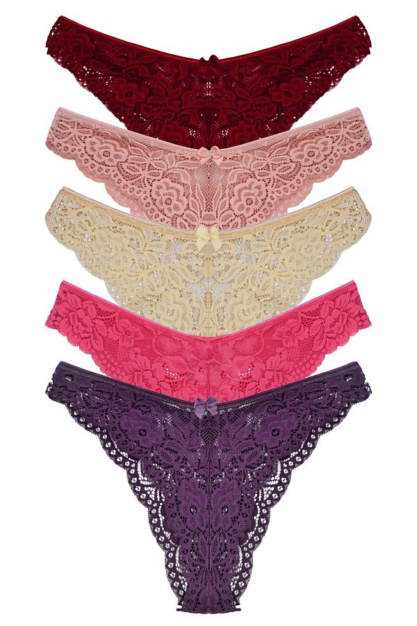 HNX-5-Piece Full Lace High Waist Brazilian Women's Panties 1