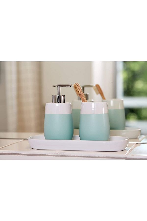 Wenko-Toothbrush Holder White Ceramic, Ceramic, 8 X 11 X 8 Cm, Mint Green (made In Gemany) 1