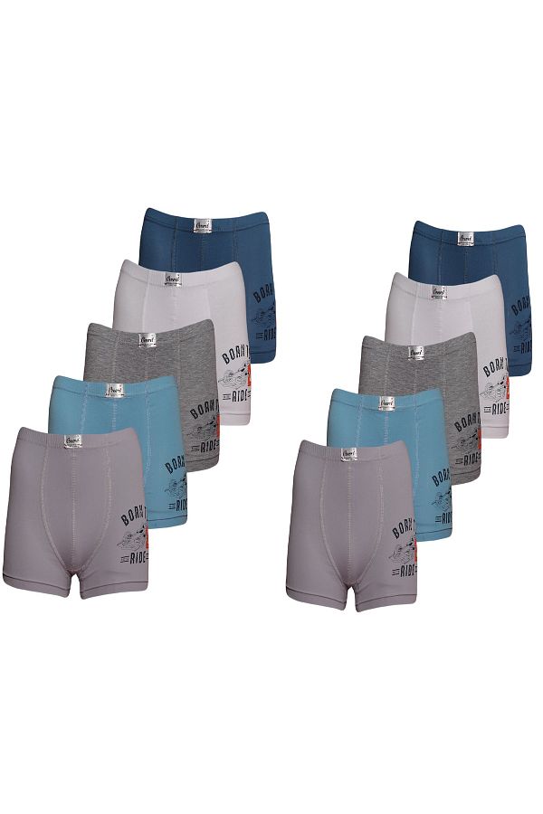 Onurel-Pack of 10 Lycra Colorful Patterned Boys' Boxers 133 F1 1