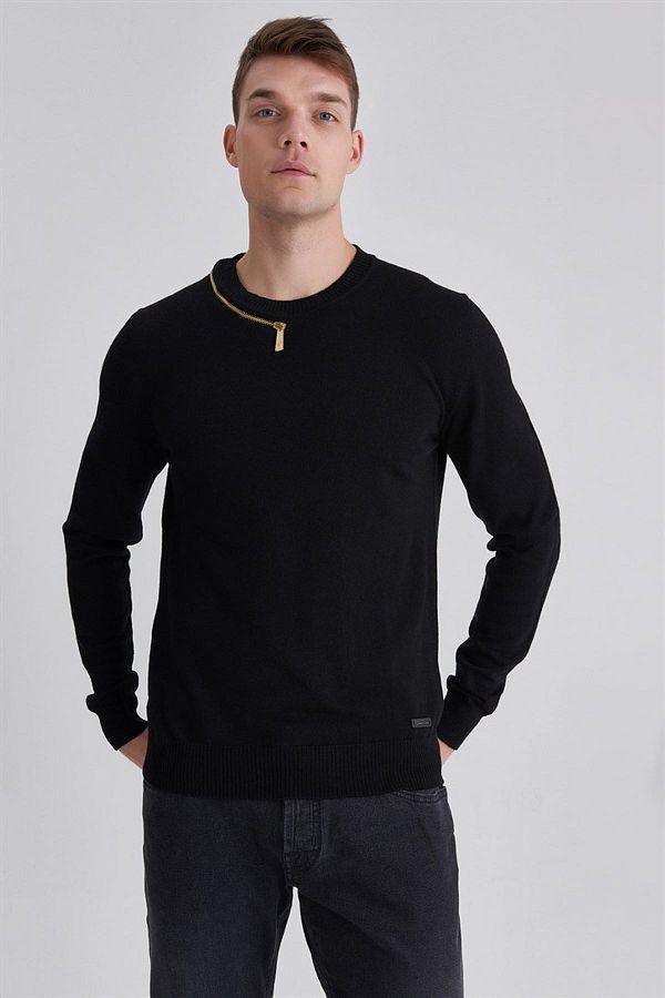 Roberto Cavalli Cavalli Class Zipper Detailed Men s Crew Neck Sweater Trendyol