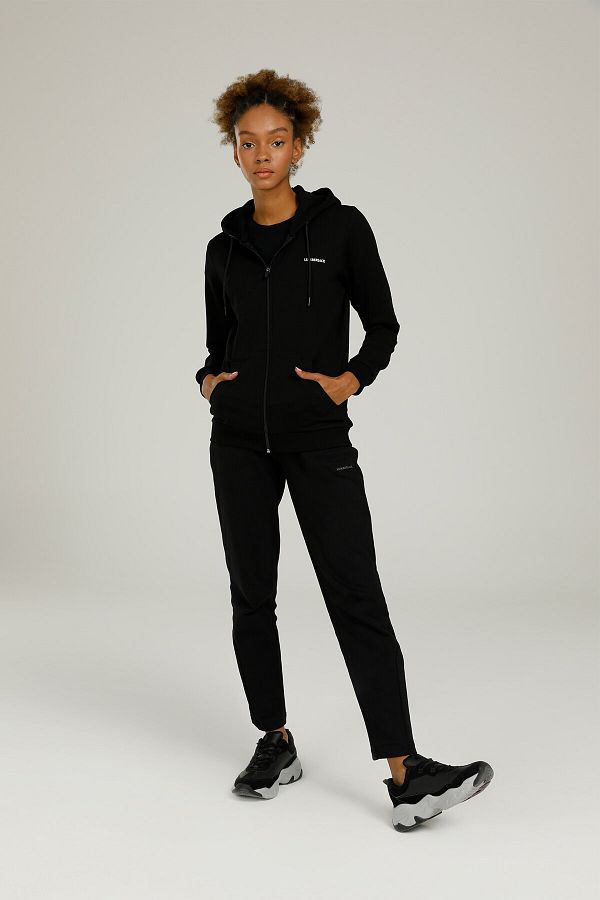 Lumberjack Sn77 Basic Full Zip Hoodie Black Women s Tracksuit Top