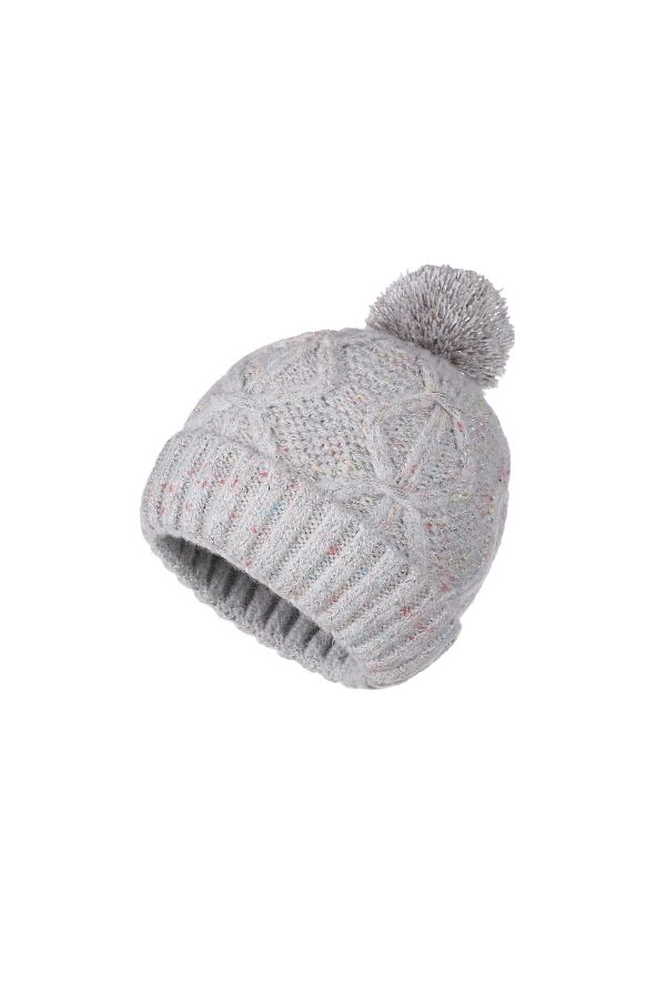 Fonem-Women's Pompom Cotton Filay Beanie Fo 2654 Gray 1