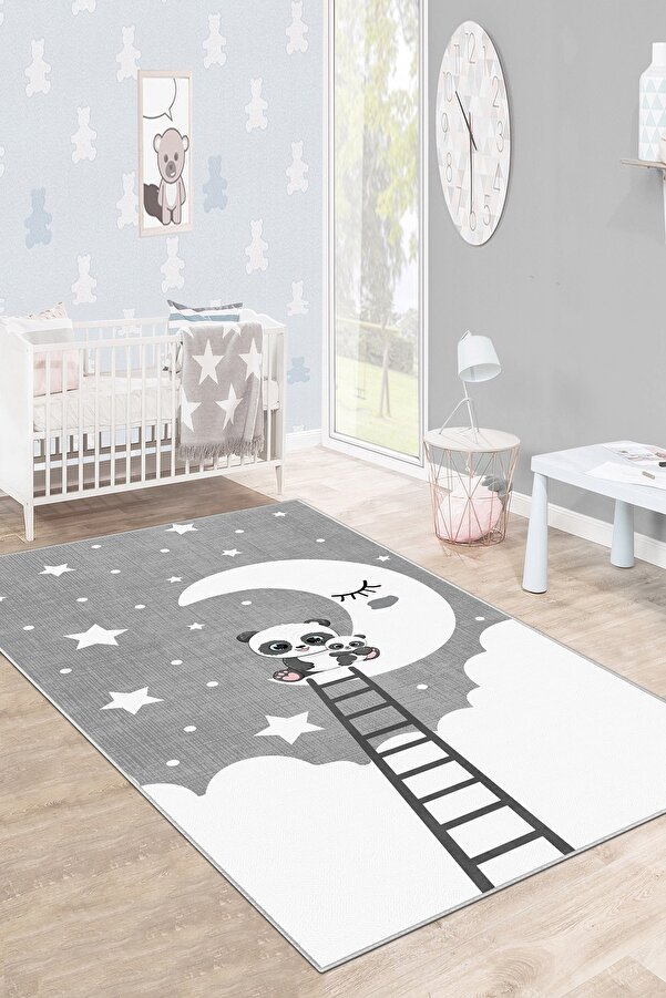Confidence Home Makinede Yıkanabilir Kaymaz Taban Leke Tutmaz Yıldız Desenli Bebek Ve Çocuk Halısı Oyun Matı