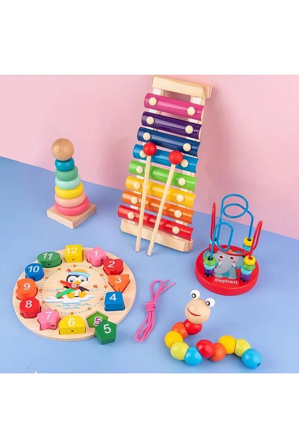 SAMTOYS Wooden Educational Set of 5 Montessori Toys Trendyol