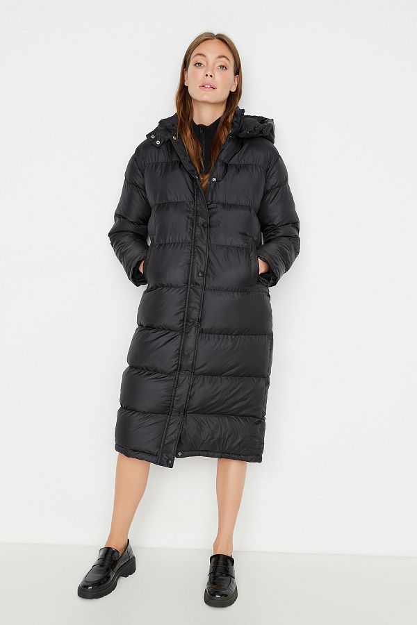 Long down black coat online
