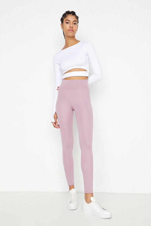 Trendyol Collection-Gestrickte Sportstrumpfhose mit breiter Taille von Dried Rose, elastisch, extra Erholung, in voller Länge TWOAW21TA0029 1