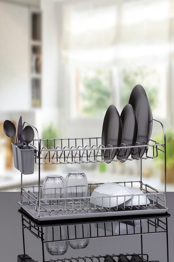 Okyanus Home Chrome Maxi Two Tier Modern Plate Holder Dish Rack Trendyol