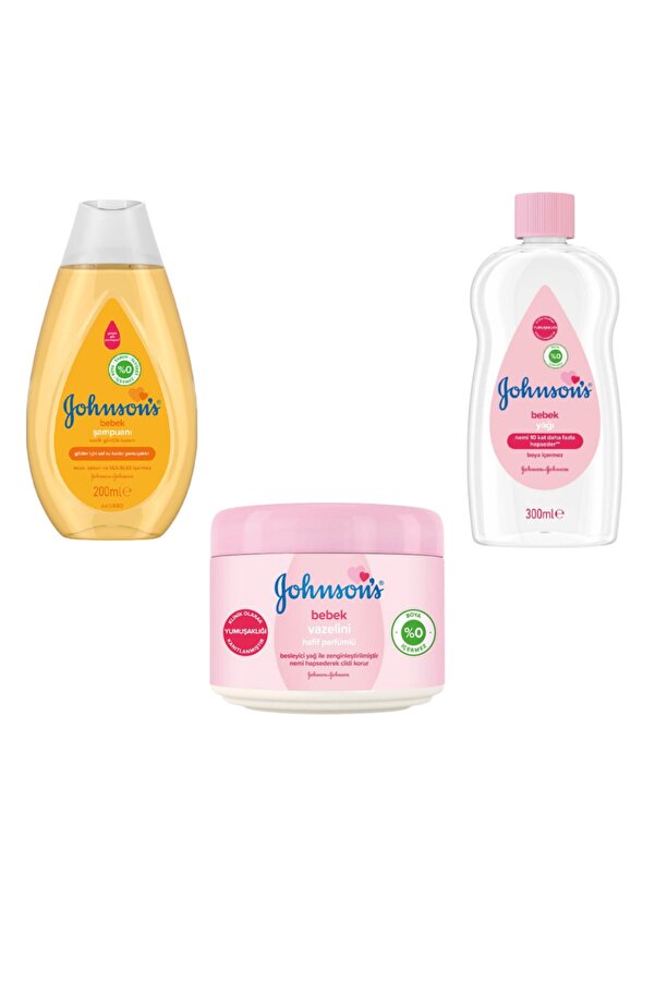 Johnson's Baby Bebek Bakım Seti (100ml Vazelin + 200ml Şampuan + 300ml Bebek Yağı)
