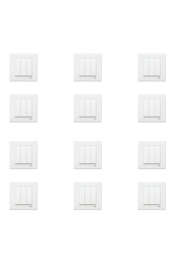 Tamer Elektrik-Viko Karre White Triple Switch 12 Pieces Including Frame90967068 1