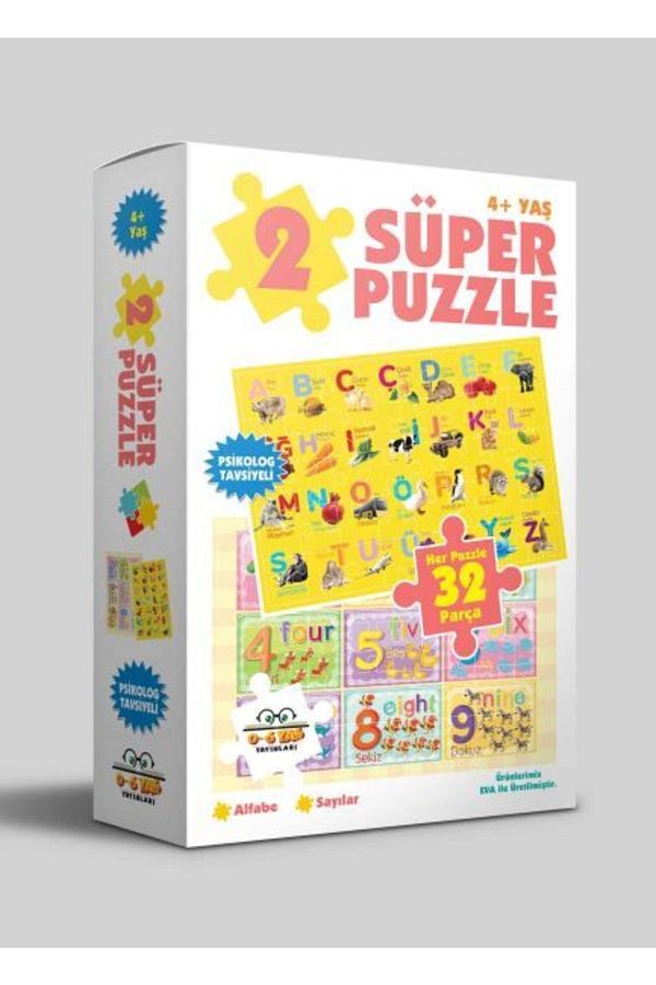 0-6 Yaş Yayınları-2 Super Puzzle Alphabet, Numbers, Colors-shapes And Concepts Set (4 Different Puzzles in 2 Boxes) 1