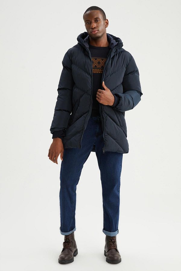 Defacto Regular Fit Hooded Water Repellent Puffer Coat Parka Trendyol