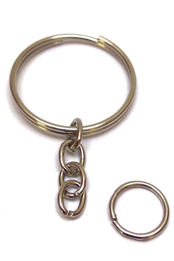 Tahtakaledeyim-Keychain Ring 2.5 cm Diameter With 4 Rings And 1 C Attachment Silver Color 50 Pieces 1