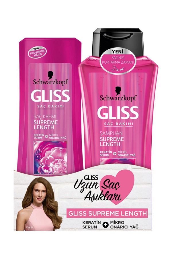 Gliss-Supreme Length 360 ml Shampoo + 360 ml Supreme Length Conditioner Set 1