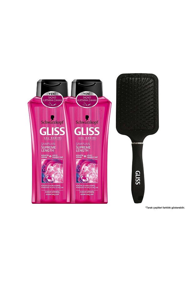 Gliss-Supreme Length 360 ml Shampoo + Comb X 2 1