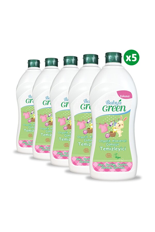 Baby's Green 5'li Set * Organik Aloeveralı Kokusuz Bebek Çamaşır Deterjanı 100 Yıkama