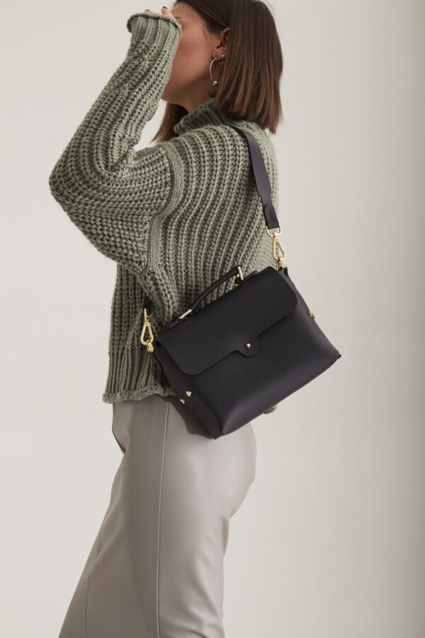 KiStudioCo Shell Midi Handbag Genuine Leather- Trendyol