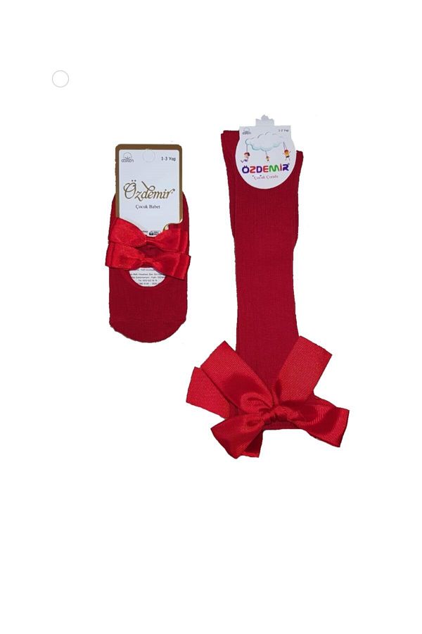 ÖZDEMİR-Girl's Scented Bow Ballerina Flats and Knee Socks 1