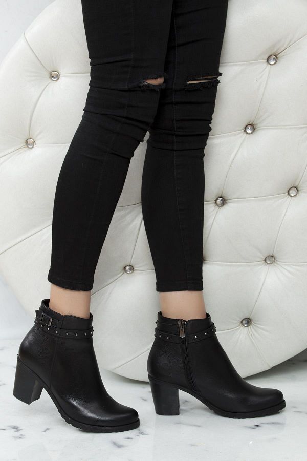 Deripabuc-Genuine Leather Women's Heeled Leather Boots Trc-3762 1