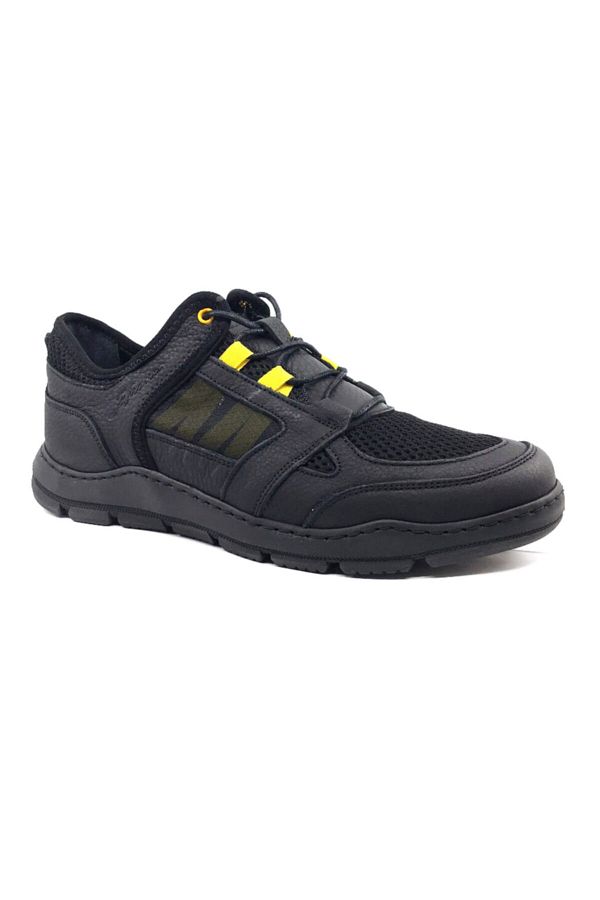 JAMES FRANCO-Men's Black Leather Mesh Soft Men's Casual Shoes 1571 1
