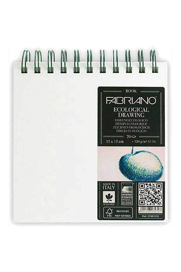 Fabriano-Ecological Drawing Book 120gr Squared Spiral Drawing Block 70 Pages 15x15cm 1