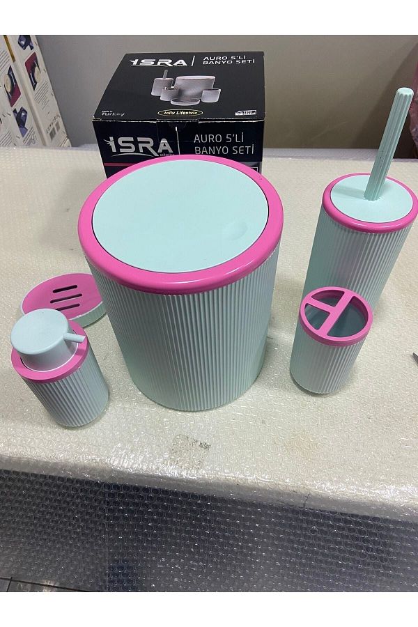 İsra-Auro Green 5 Piece Bathroom Set - Acrylic 1