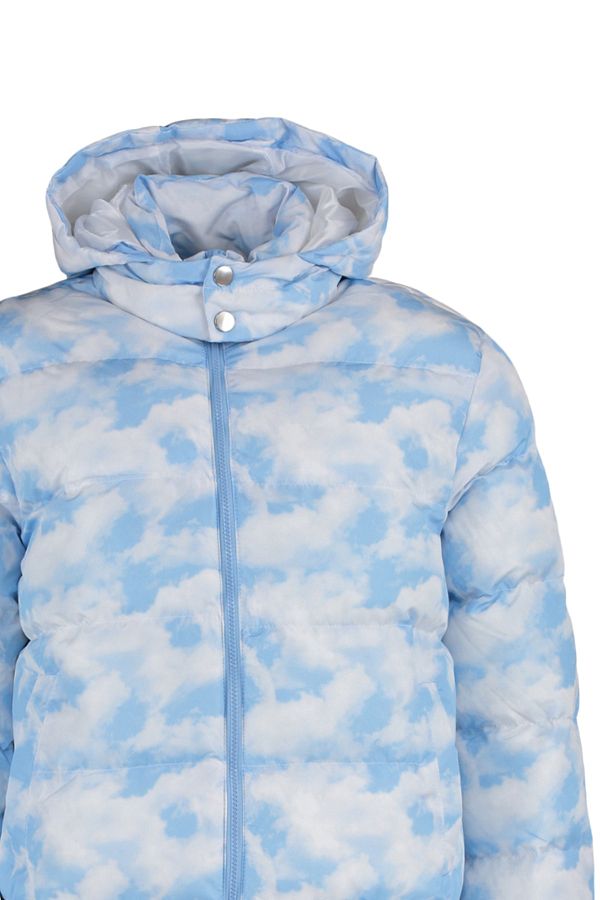 Trendyol Collection Cloud Printed Blue Puffer Jacket Wind Resistant Regular Fit TMNAW22MO0271 Trendyol