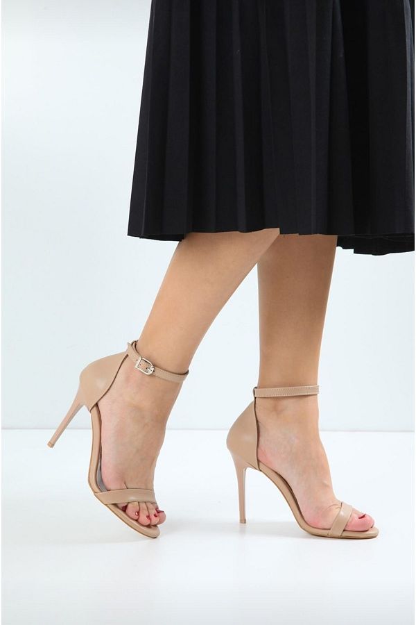Afilli-High 9-10 Heeled Open Front Sandals - Single Strap and Stylish Pointed Heels 1