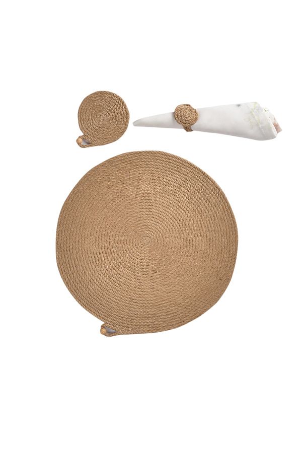 Natural Dowry-Wicker Tableware Set - Wicker Placemat - Wicker Tableware - Wicker Coasters - Wicker Napkin Ring 1