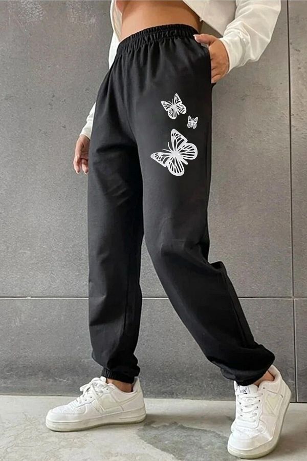 White butterfly sweatpants discount