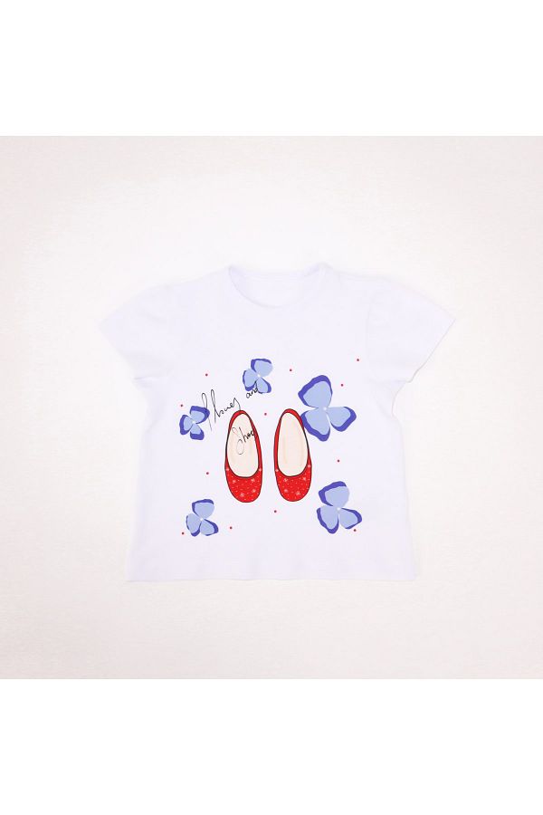 Mavipink-Tricou cu mânecă scurtă pantofi roșii pentru fete 1