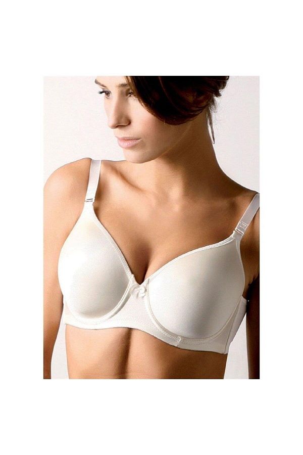 Magic Form-5738 Plain Fabric, Thin Sponge, Plus Size Supporting Bra - White 1