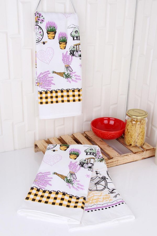 Baveno-100% Cotton 2-Piece 50x70 Printed Kitchen Drying Towel & Napkin 1