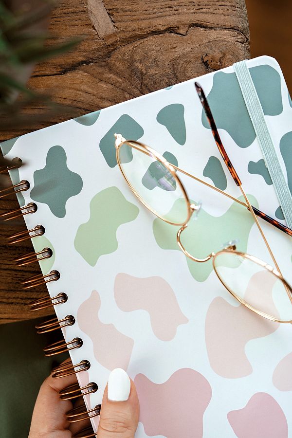 Matt Notebook-A5 15x21 Cm Spiral Elastic Checkered Undated Notebook Cow 1