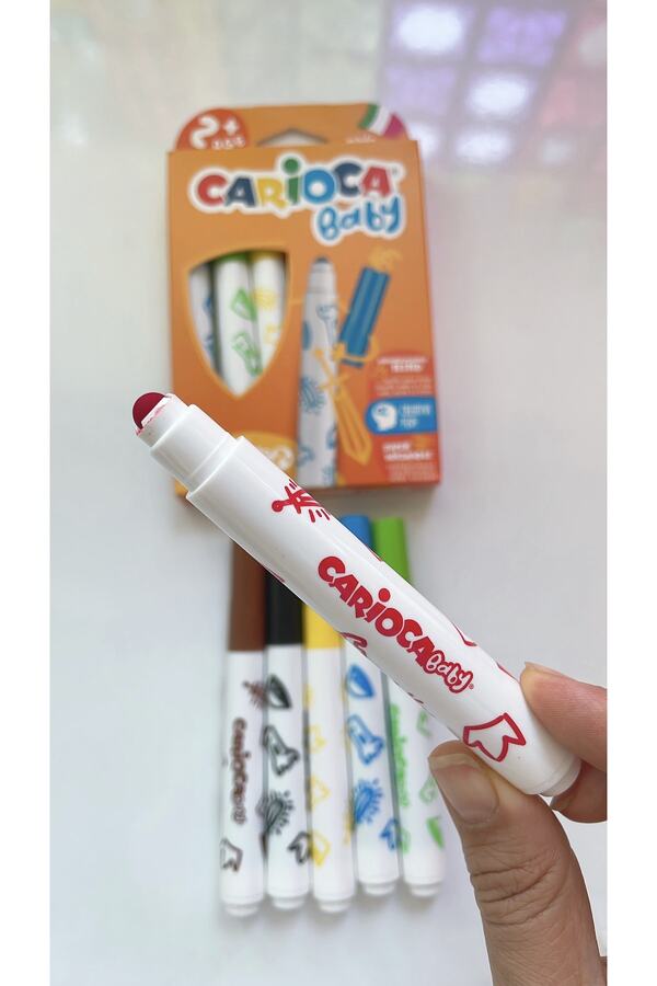 CARIOCA-Jumbo Baby Super Washable Felt Tip Crayons 6 Pieces + 2 Years Old 1