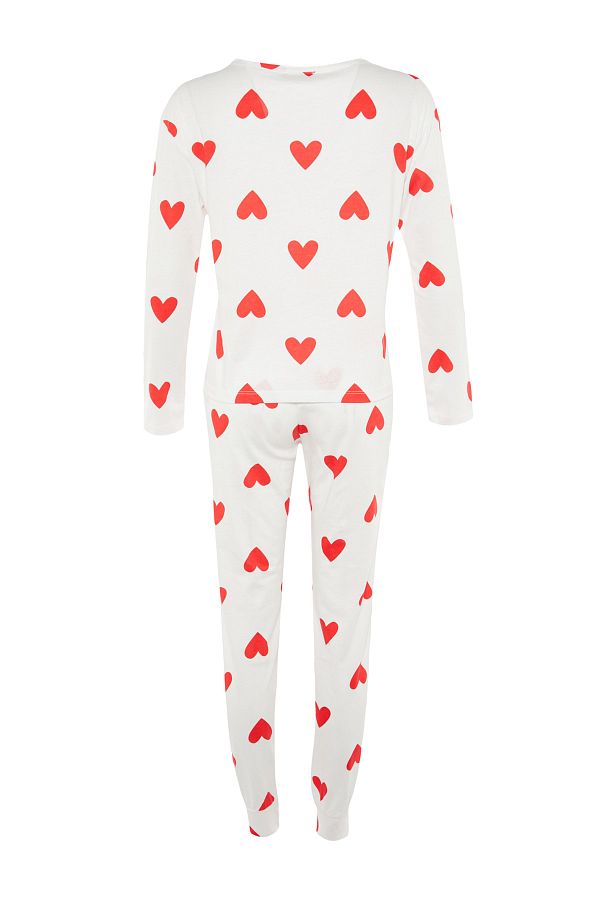 Trendyol Collection Heart Black Knitted Pajamas Set 100 Cotton THMAW21PT0566