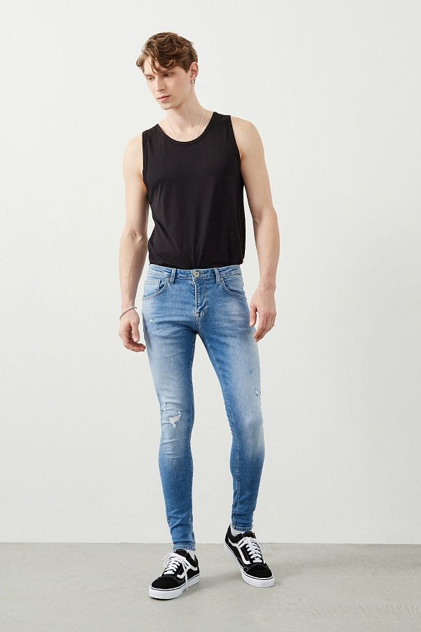 Ra Denim Men s Light Blue Skinny Fit Destroy Ira Jean Trousers Trendyol