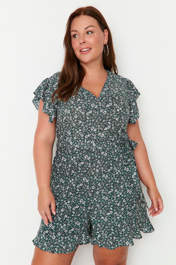 Trendyol Curve-Green Belted Woven Overalls TBBSS22TU0110 1