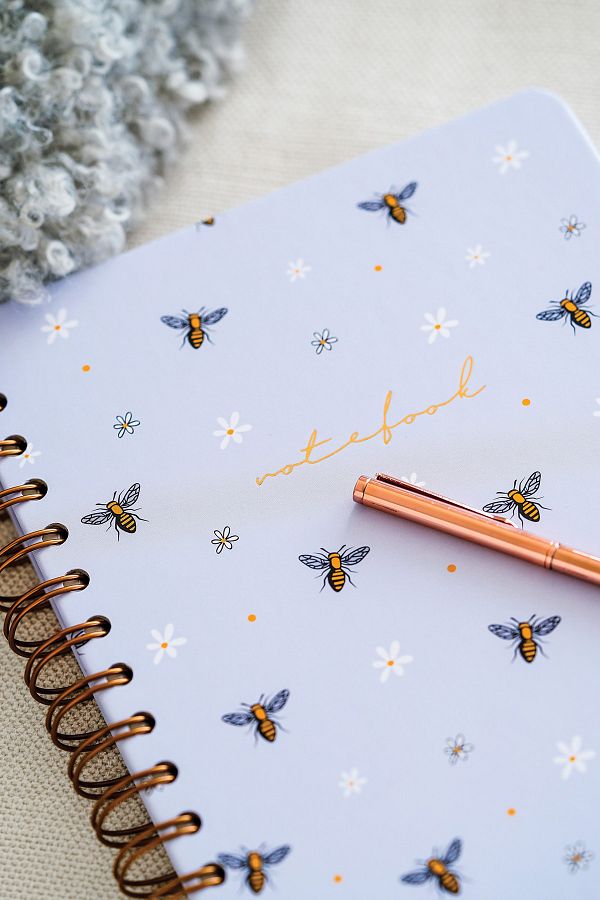Matt Notebook-A5 15x21 Cm Spiral Elastic Punctat Blocnotes Nedatat Albină 1