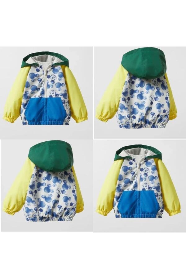 Genel Markalar Erkek Çocuk Kapşonlu Mickey Mouse İç Astarlı Yağmurluk