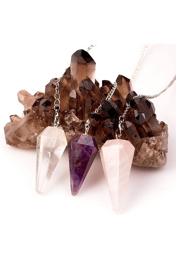 Midas Yıldızı-Amethyst - Crystal Quartz - Pink Quartz Stone Pendulum - Set of Three Pandules 1