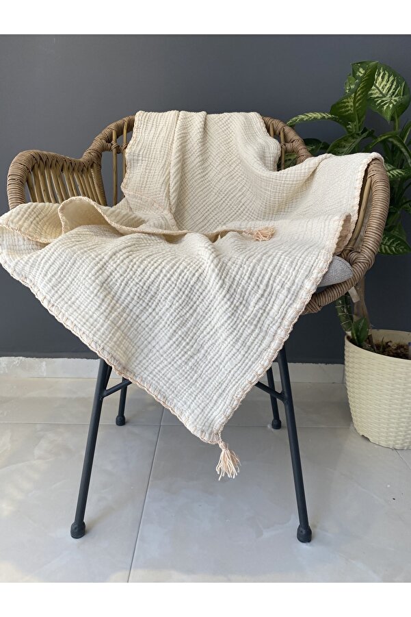 YASEMİNİNEVİ Ivory(HAM),ekru, Müslin Bebek Örtüsü