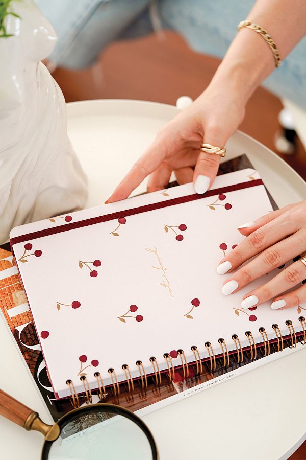Matt Notebook-17x24 Cm Elastic Spiral Hard Cover Notebook Dotted Cherry 1