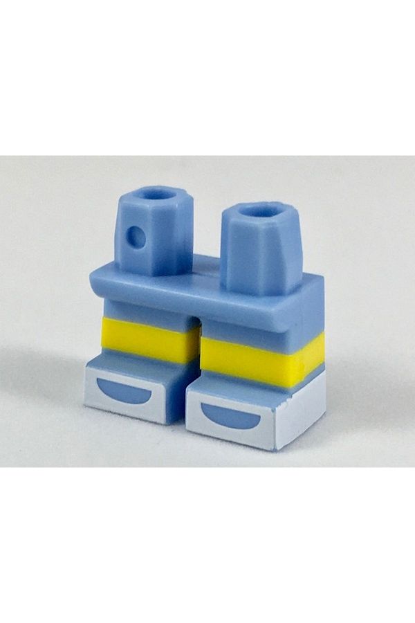 LEGO-إكسسوار أصلي Moc Minifigure Minifigure أرجل قصيرة أصفر مخطط أزرق ساق قصيرة 1 قطعة 1